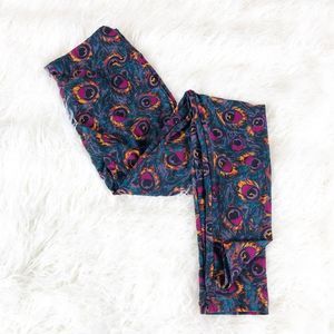 LulaRoe | OS Peacock Feather Print Leggings